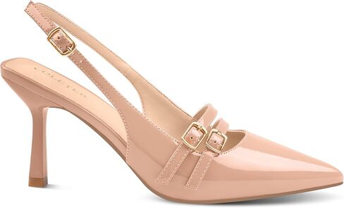 COLETER Slingback Kitten Heels for Women Closed Pointed Toe Pumps Wedding Dress Shoes in Kuwait
