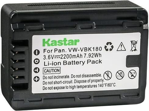 Kastar 1-Pack Battery VW-VBK180 Replacement for Panasonic HDC-TM40PC, HDC-TM41, HDC-TM41H, HDC-TM41P, HDC-TM41PC, HDC-TM45, HDC-TM55, HDC-TM55K, HDC-TM55P, HDC-TM55PC, HDC-TM60, HDC-TM60P Camera in Saudi Arabia