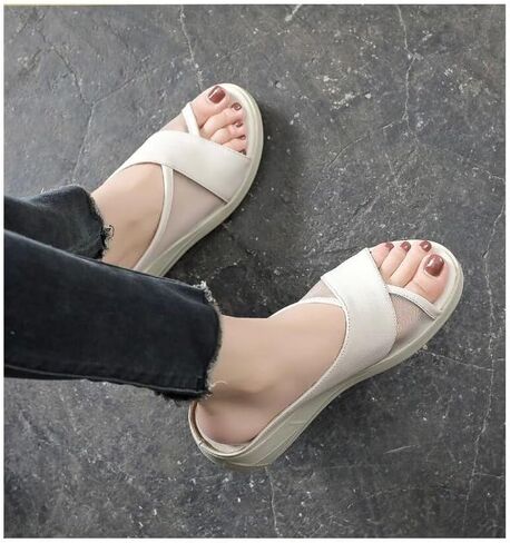 Orthopedic Sandals Summer Comfortable Orthotic Leather Wedges Slides Dressy Platform Heel Arch Support Slip Sandals in Saudi Arabia
