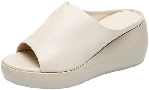 Orthopedic Sandals Summer Comfortable Orthotic Leather Wedges Slides Dressy Platform Heel Arch Support Slip Sandals in Saudi Arabia