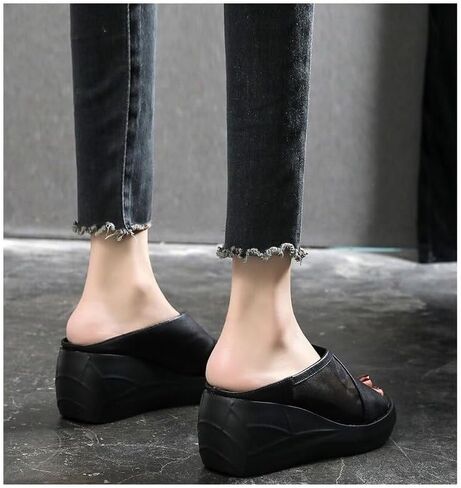 Orthopedic Sandals Summer Comfortable Orthotic Leather Wedges Slides Dressy Platform Heel Arch Support Slip Sandals in Saudi Arabia
