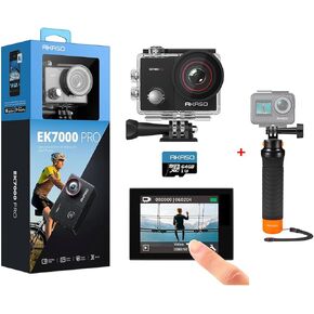 AKASO EK7000 Pro Action Camera with 64GB U3 SD Card and Waterproof Floating Hand Grip Bundle