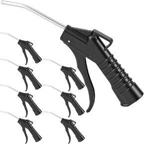 QWORK 8 Pcs Power Air Blow Tools - Pistol Grip Air Blower Gun with Angled Nozzle for Industrial and Household Use - Air Compressor Accessories