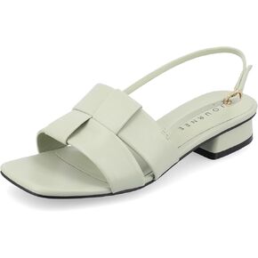 Journee Womens Woven Slingback Inset Low Covered Block Heel Open Square Toe Tabatha Comfort Foam Sandals