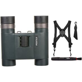 Pentax AD 8x25mm WP Binoculars Bundle with Binocular Harness and Lens Cleaning Pen (3 Items)
