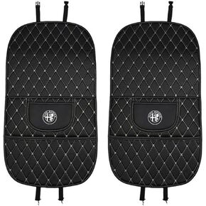 Custom 2PCS Car Kick Mats Back Seat Protector for Alfa Romeo Mito 2009-2023, Automotive Leather Back Seat Protector with Storage Bag, Interior Car Accessories,B-Red