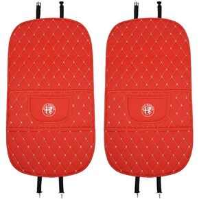 Custom 2PCS Car Kick Mats Back Seat Protector for Alfa Romeo Giulietta 2010-2021, Automotive Leather Back Seat Protector with Storage Bag, Interior Car Accessories,B-Red