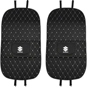 Custom 2PCS Car Kick Mats Back Seat Protector for Suzuki S-Cross 2016-2023, Automotive Leather Back Seat Protector with Storage Bag, Interior Car Accessories,B-Red