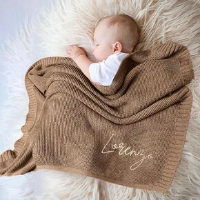 Personalized Baby Blanket - Custom Embroidered Knit Blanket, Customized Gifts for Babies, Toddlers, and Kids, Ideal for Strollers, Car Seats, and Nursery