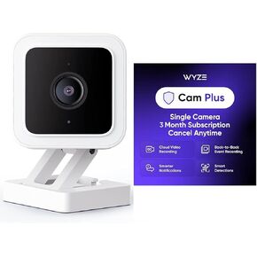 Wyzecam Cam V3 مع كاميرا مدتها 3 أشهر بالإضافة إلى تخزين سحابة في الخارج كاميرا أمان ذكية في الهواء الطلق ، واكتشاف حركة الذكاء الاصطناع
