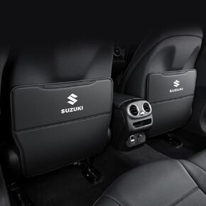 Custom 2PCS Car Kick Mats Back Seat Protector for Suzuki Vitara 2016-2018, Automotive Leather Back Seat Protector with Storage Bag, Interior Car Accessories,A-Black