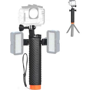 Fotoleey Camera Floating Hand Grip for Insta360 X5, X4, X3, GO 3, Ace Pro & Go Pro Hero 13/12/11, DJI Action Cameras with Cold Shoe Interface, Support Light and Microphone