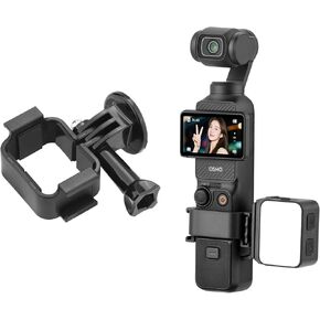 Pocket 3 Extension Adapter & Mini Light, Dual Cold Shoe Mount Camera Extender Frame and Fill Lighting Cold Hot Shoe LED Vlogging Light Attachment for Pocket 3 Accessories