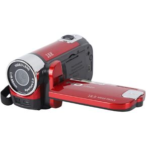 Video Camera Camcorder, 1080P 16MP Handheld Camera, 2.7in TFT Rotatable Screen 16x Digital Zoom Video Camera with USB Cable for Family, Travel (Red)