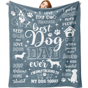 Dog Dad Gifts for Men Flannel Throw Blanket, Birthday Gifts for Dogs Lovers Owners, Best Dog Dad Ever Gift Ideas, Fathers Day for Daddy, Soft Bedding Sofa Blankets 50 x 60 in