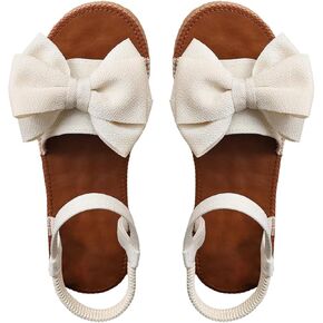 Verdusa Women's Coquette Bowknot Ankle Strap Leather Sandals Holiday Beach Flat Sandals
