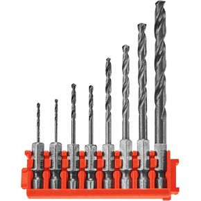 BOSCH ITDDV08C - 8 pc. Driven Impact Black Oxide Drill Bits with Clip for Custom Case System