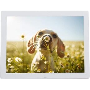 15inch Digital Photo Frame, HD Portable Digital Picture Frame of High Resolution with Remote Control Function of Music/Video Player/Calendar (White US)
