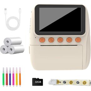 Instantly Print Camera for Kids with 32GB Card Coloring Pen 1080P Retro Design for Ages 3-12 Durability& Safe Materials