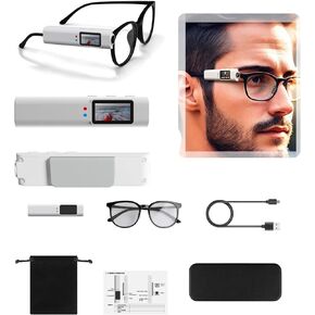 Portable Camera Glasses 2.7k with 32GB TF Card,Video Recording Glasses for Travel/Outdoor/Sports,Eye Glasses Bicycle Riding 1080P HD (White)