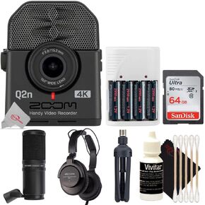 TEDS Electronics Zoom Q2N-4K Ultra High Definition Recorder Video Video + Zoom ZDM-1 Podcast Mic Pack Packtory + Accessory Kit