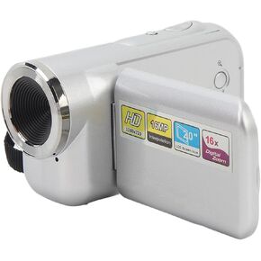 HD Video Camera Digital Camcorder, Portable Vlog Camera Recorder 1080P 16MP 2inch TFT Screen 16X Digital Zoom DV Camcorder Support Selfie (Silver)