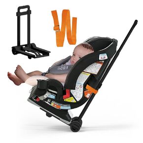 Foldable Car Seat Travel Cart with Belt, Car seat Carrier for Airport with Wheels and Compact Fold, Car Seat Trolley for Airport,