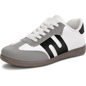 Padgene Women's Classic Retro Gum Sole Fashion Sneakers Casual Tennis Leather Skate Shoes Anti Slip Footwear for Women Walking Trainers