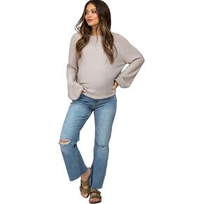 PinkBlush Straight Leg Frayed Hem Maternity Jeans in Kuwait