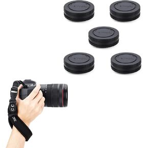 5-Pack Body Cap Rear Lens Cover & Soft Camera Hand Strap for Sony A6000 A6100 A6300 A6400 A6500 A6600 A6700 A7 A7II A7III A7IV A7S A7SII A7SIII A7S III A7S3 A7R A7R II III A7R IV V & More Sony Cameras