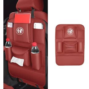 Custom 2PCS Car Kick Mats Back Seat Protector for Alfa Romeo 159 2006-2011, Automotive Leather Back Seat Protector with Storage Bag, Interior Car Accessories,C-Red