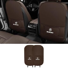 Custom 2PCS Car Kick Mats Back Seat Protector for Suzuki Jimny 2005-2012, Automotive Leather Back Seat Protector with Storage Bag, Interior Car Accessories,C-Brown