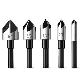 c.ubsink prill bit pet feanron counter sint bit ， 5 pcs 1/4 "shank hss4241 prict pit for steel ، 1/4 '' 3/8 '' 1/2 '' 5/8 '' 3/4 '' ezarc cumberink bit for wood