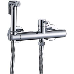 Faucets Matte Black & Chrome BathroomSprayer Kit, Solid Brass Hot and Cold Mixer Wall MountedFaucet,Chrome(Chrome)