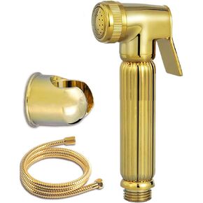Handheld Bidet Sprayer for Toilet, Titanium Gold Cloth Diaper Sprayer Set Brass Bidet Sprayer Kit with Stainless Steel Shower Hose and Holder for Pet Bathing, Personal Hygiene