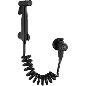 Sprayer for Toilet with Single Cold Water Mixer, Black Stainless Steel Single-Handle ToiletSprayer Faucet Set, for Bathroom-B,A(B)
