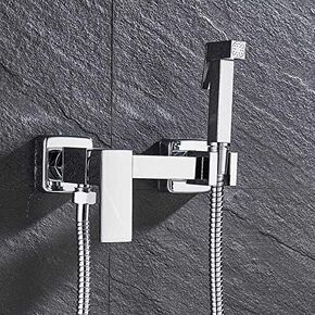 Vintage Faucet and Accessories - Chrome/Antique BronzeShower Faucets Brass Hygienic Shower Spray Airbrush Tap Hot & Cold Mixer Toilet SprayShower -(Chrome A)