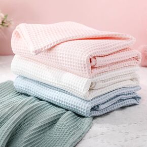4 PCS Waffle Baby Babints 39 '× 43' 'Cotton Nursery Baby Baby Detain Awaddle Beannets Loved Wightweight Cover Doy Cover for Kids Boys Girls Toddler Crib Stroller Couch