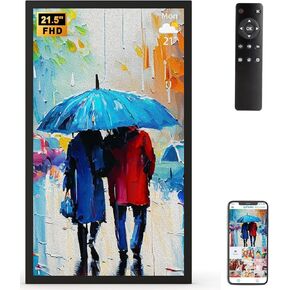 Large Digital-Picture-Frame 21.5" Smart Photo-Frame - 32GB, Dual WiFi Picture Frame Supports Smartphone Screen Mirroring, Easy to Share Photos Via App, Email, Light Sensor, Best Gifts for Grandparents
