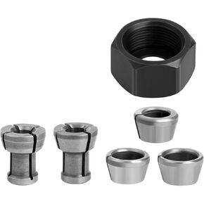 6Pcs/Set Collet Chuck Adapter with Nut Engraving Trimming Machine Chucks Trimmer Electric Router Bit Collets 10/9.5/8/6.35/6mm Chuck