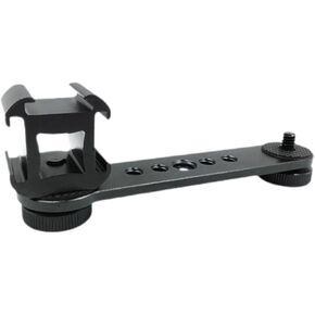 Triple Cold Shoe Mount Extension Bracket with 1/4 Inch Aluminum Alloy LED Video Light for Gimbal Stabilizer Microphone Stand, Black