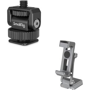 Bundle:SmallRig 1/4" Mini Ball Head Cold Shoe Mount Adapter with 1/4"-20 Thread 3577+ SMALLRIG Metal Phone Mount with Baseplate for Arca-Swiss 5338