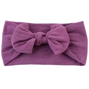 AKOAK 1 Pack Solid Color Skin-friendly Baby Headband Elastic Soft Nylon Headband Cute Baby Bow Headband (Dark purple)