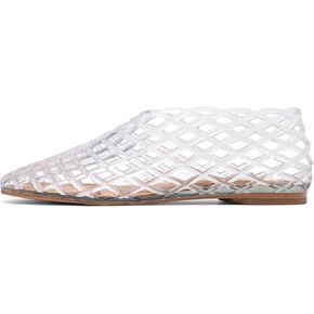 Jelly Mesh Ballet Flats for Women Fishnet Adult Clear Hollow,Flat Sandals Round Toe Slip On Beach Balleria Flat Shoes