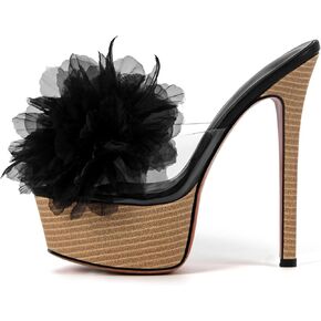 Women's Platform Slides Sandals Flower Stilettos High Heels