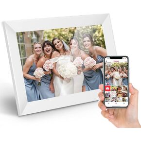 10.1 Inch Digital Picture Frame, 1280 x 800 IPS Touch Screen Smart Cloud Digital Photo Frame with 16GB Storage, Auto Rotate, Share Photos Videos via Frameo APP or Email(White)