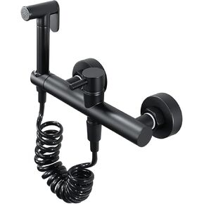 Handheld Bidet Sprayer for Toilet, Black Baby Cloth Diaper Sprayer Kit Brass Bidet Sprayer Set Wall Mount Hot and Cold Toilet Bidet Sprayer Kit with 1.5M Shower Hose, for Personal