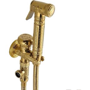 Handheld Bidet Sprayer for Toilet, Baby Cloth Diaper Sprayer Kit Brass Bidet Sprayer Set Wall Mount Toilet Bidet Sprayer Kit with Shower Hose, Angle Valve, for Personal Hygiene (Go