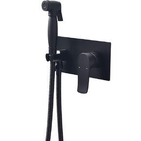 Black Handheld Bidet Sprayer for Toilet, Brass Cloth Diaper Sprayer Kit with Hot and Cold Water, Single Handle Bidet Sprayer Set Wall Mounted Toilet Bidet Sprayer Kit with Embedded