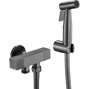 Handheld Bidet Sprayer for Toilet, Grey Portable Bidet Sprayer Set Brass Baby Cloth Diaper Sprayer Wall Mount Toilet Bidet Sprayer Kit with 1.5M Shower Hose and Holder, Angle Valve